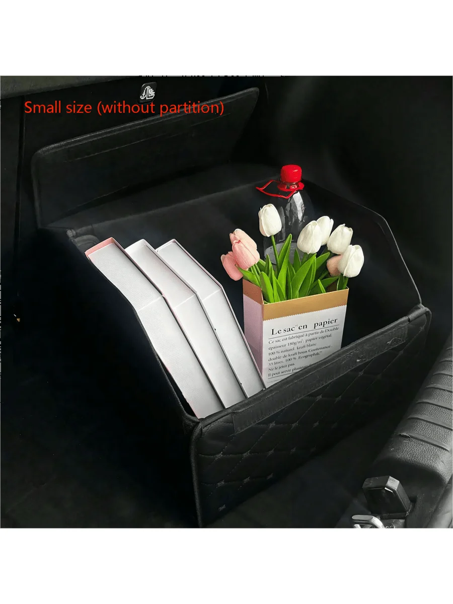Easypie Selection 1pc Car Trunk Organizer Large Capacity Box Auto Multiuse Tools Storage Bag Stowing And Tidying PU Leather