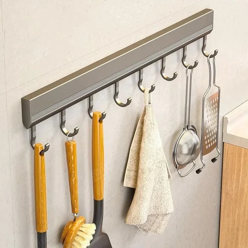 Wall Mounted Hooks Rack Punch Free Kitchen Utensils Multi-Purpose Hooks hooks  kitchen accessories  wall hook