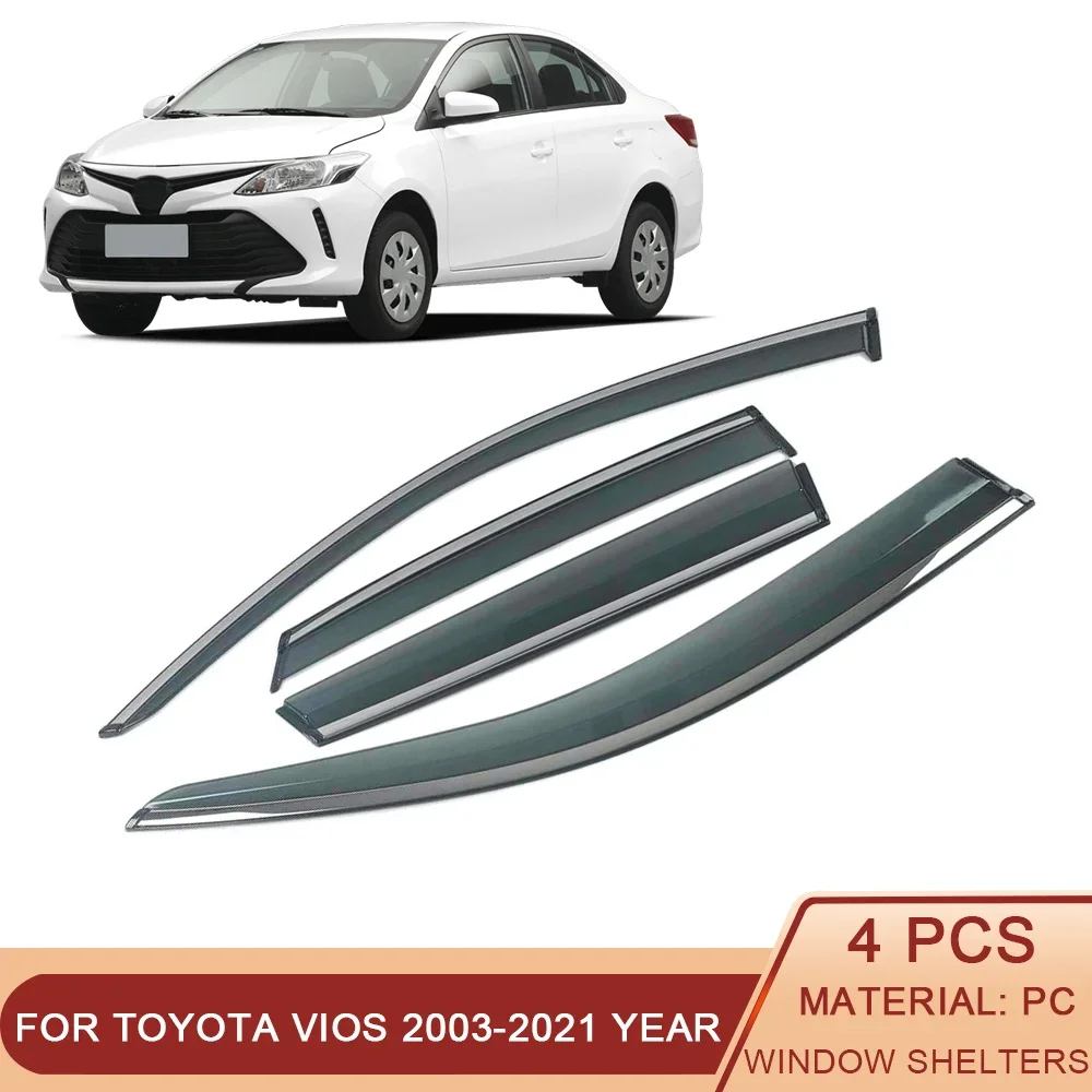 

For TOYOTA VIOS XP90 XP150 2005-2021 Car Window Sun Rain Shade Visors Shield Shelter Protector Cover Frame Sticker Accessories