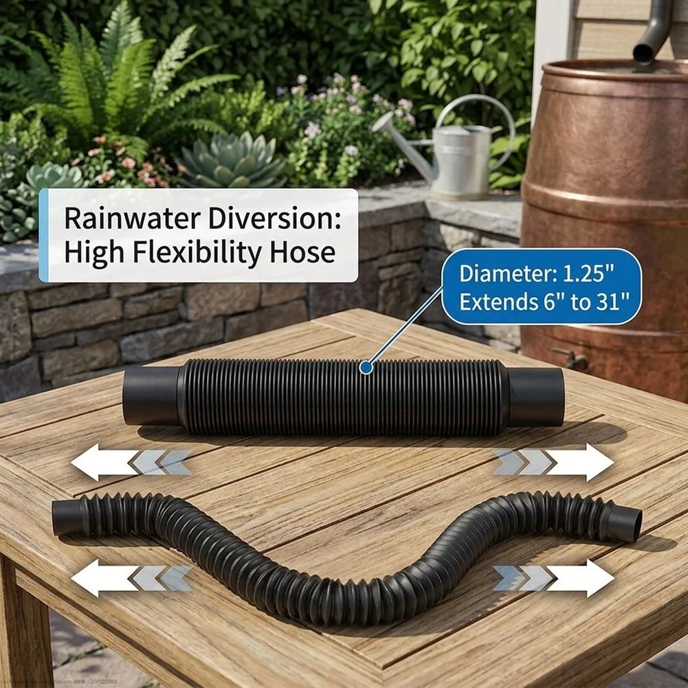 Plastic Rain Connector Kit for Rainwater Bucket Systems Overflow Diverter Hose Compatible with Most Standard Rain Setups