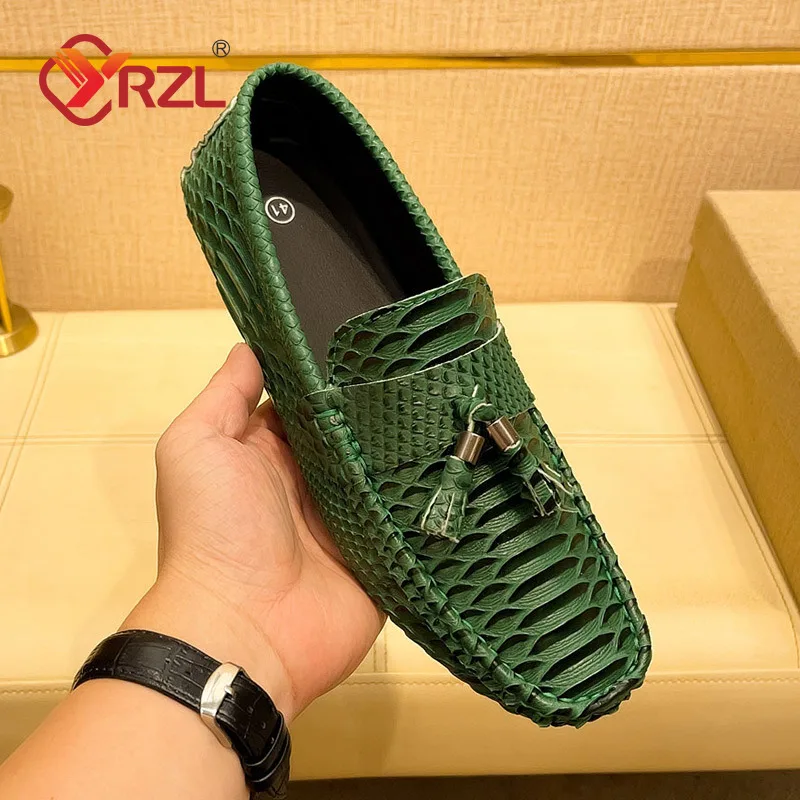 

YRZL Men Shoes Casual Luxury Driving Mens Loafers Moccasins Italian Breathable Slip on Male Boat Shoes Plus Size Man Loafers