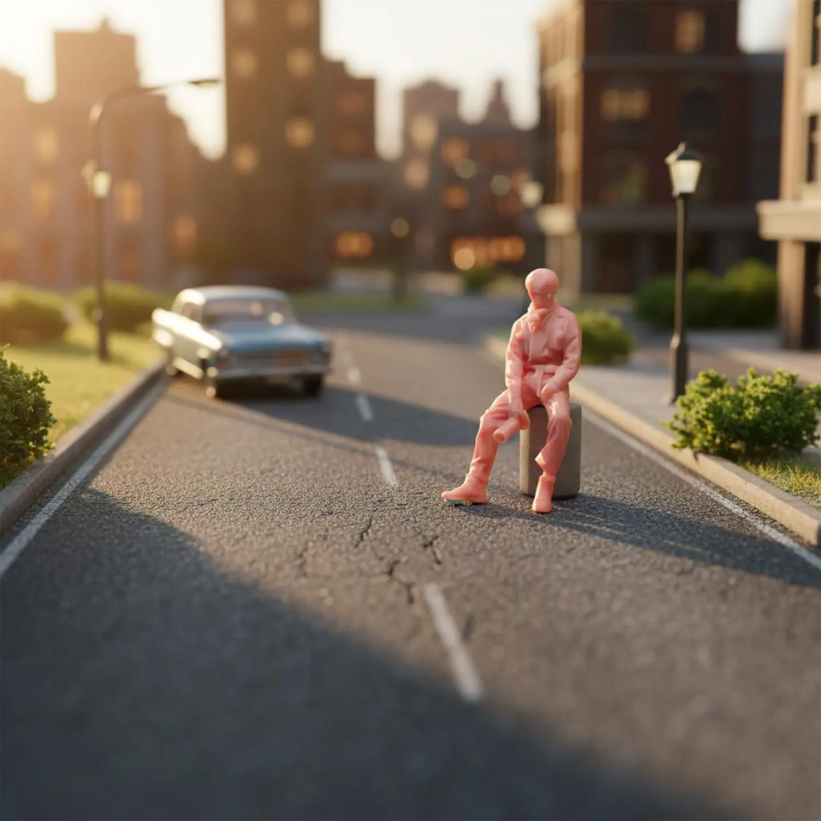 

1:64 Scale Photographer Figure Realistic Design Miniature Photographer with Camera Sitting Man Figurine Resin Material