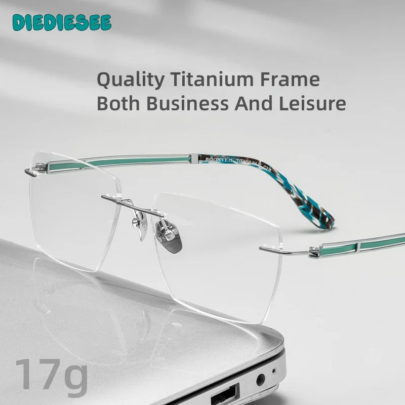 

DIEDIESEE Ultra Light Large Face Frameless Business Glasses Frame For Myopia Hyperopia Optical Prescription Glasses Frame 6063V