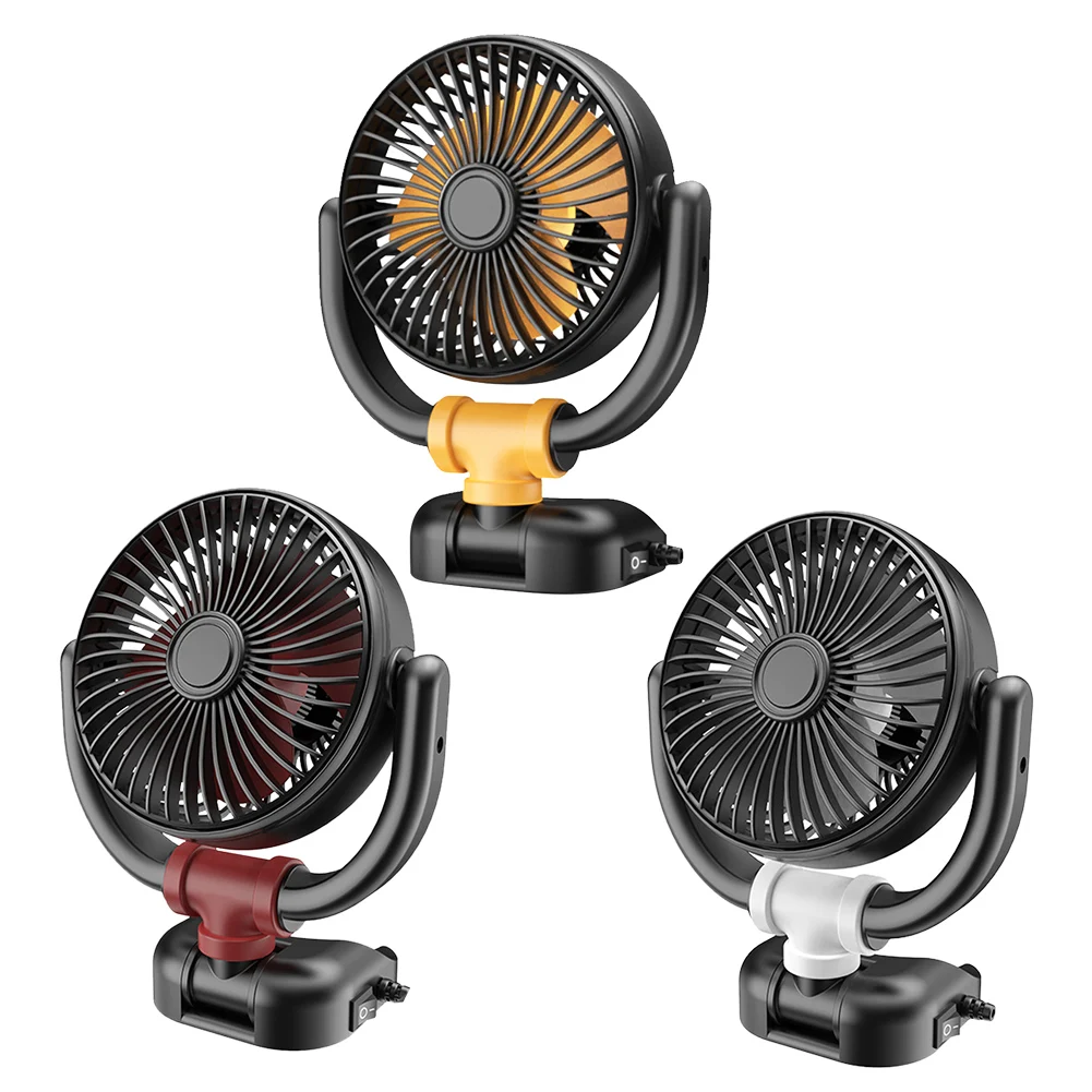 12V/24V Auto Ventilation Fan 360 Rotation Car Powerful Fan Low Noise Dashboard Air Vent Cooling Fan for Auto SUV Summer