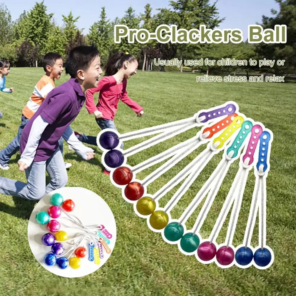 

6Pcs Funny Collision Ball Toy Novelty Without Light Fidget Clack Balls Pressure Reducing Balls Random Color Click Clack Ball