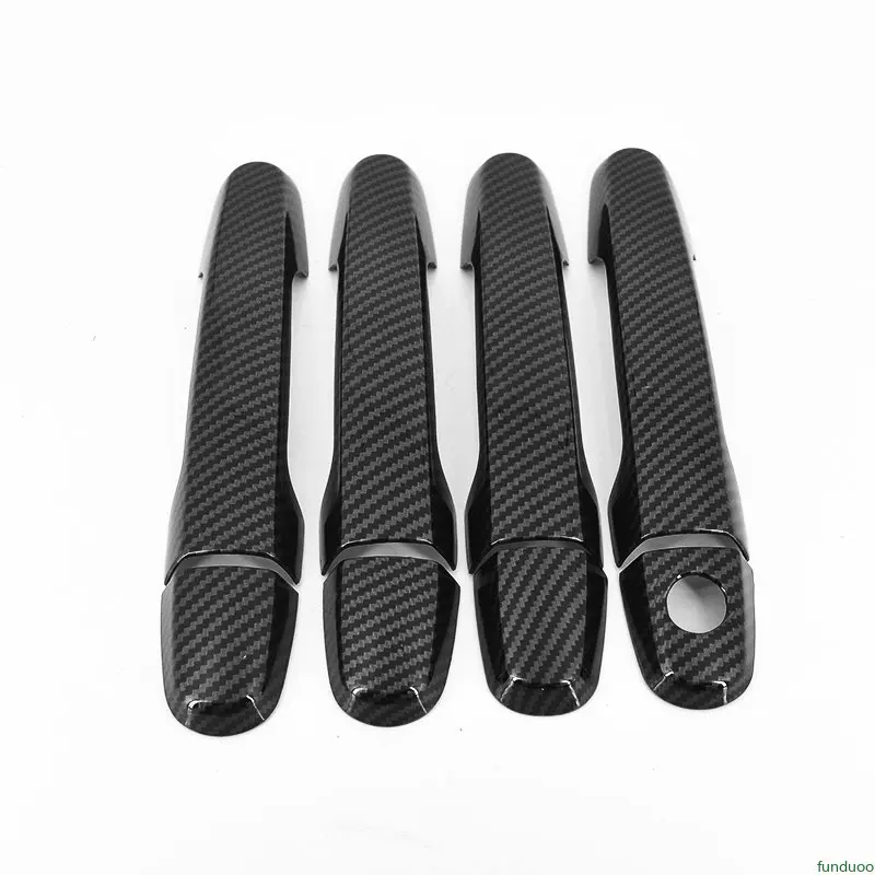 FUNDUOO for Hyundai Santa Fe 2007 2008 2009 2010 2011 2012 Carbon Fiber Chrome Car Door Handle Cover Trim Styling Accessories