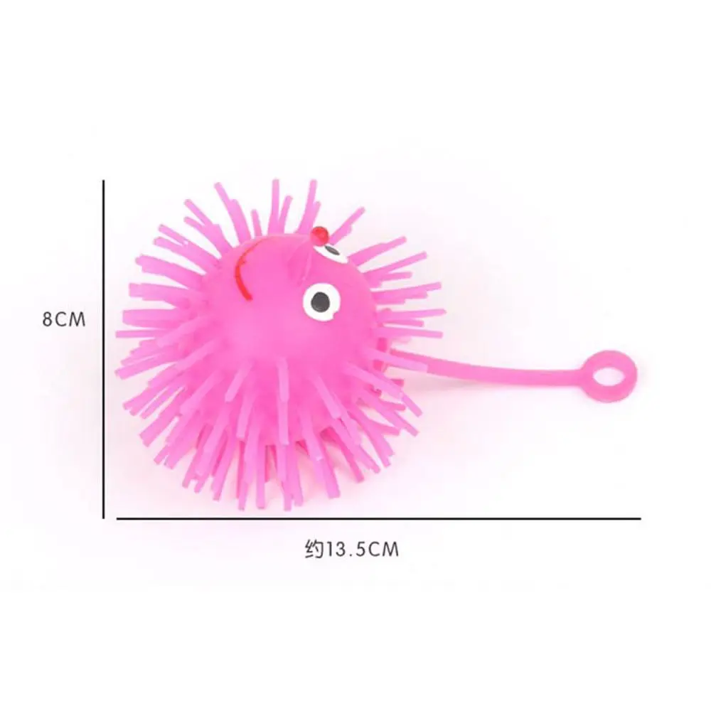 Elastic Glow Hair Ball Vent Ball Cartoon Ball Croquet Child Soft Rubber Toy with LED Light Child Soft Rubber Toy Elastic Gifts