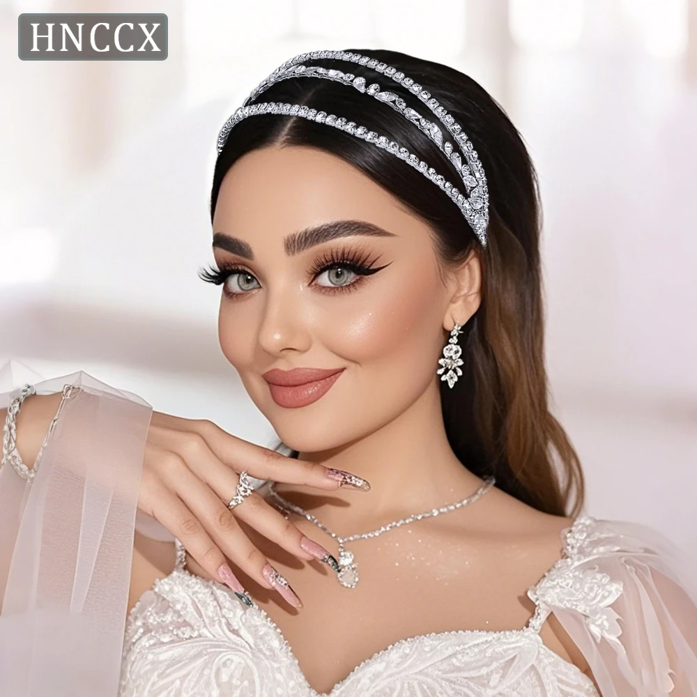 

HNCCX Sparking Rhinestone Wedding Headband Multilayer Bridal Headpiece Women Banquet Prom Hair Accessories Party Tiara CP864