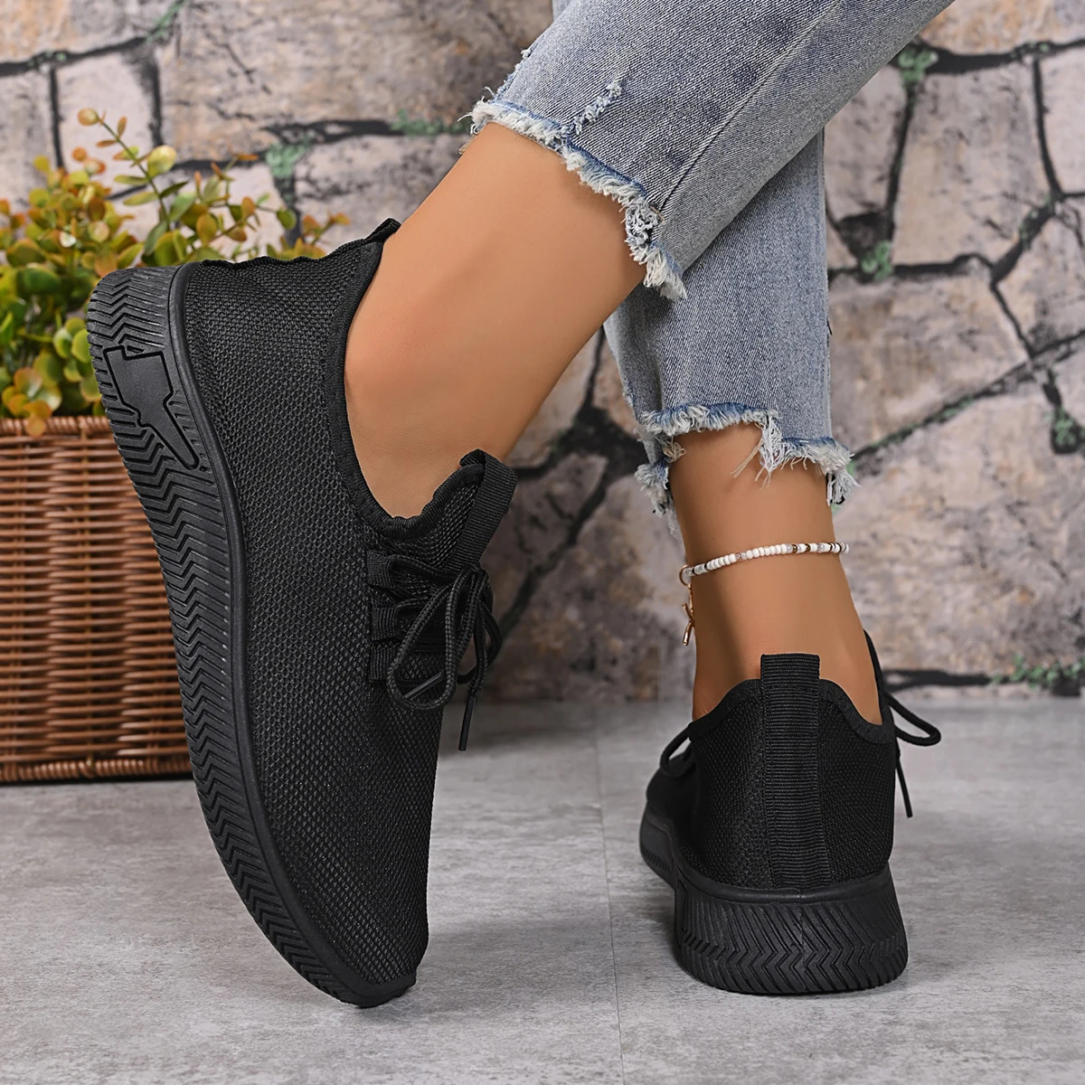 Chaussures de sport respirantes à bout rond, couleur unie, à la mode et confortables, semelles épaisses, décontractées, pour femmes, printemps et automne