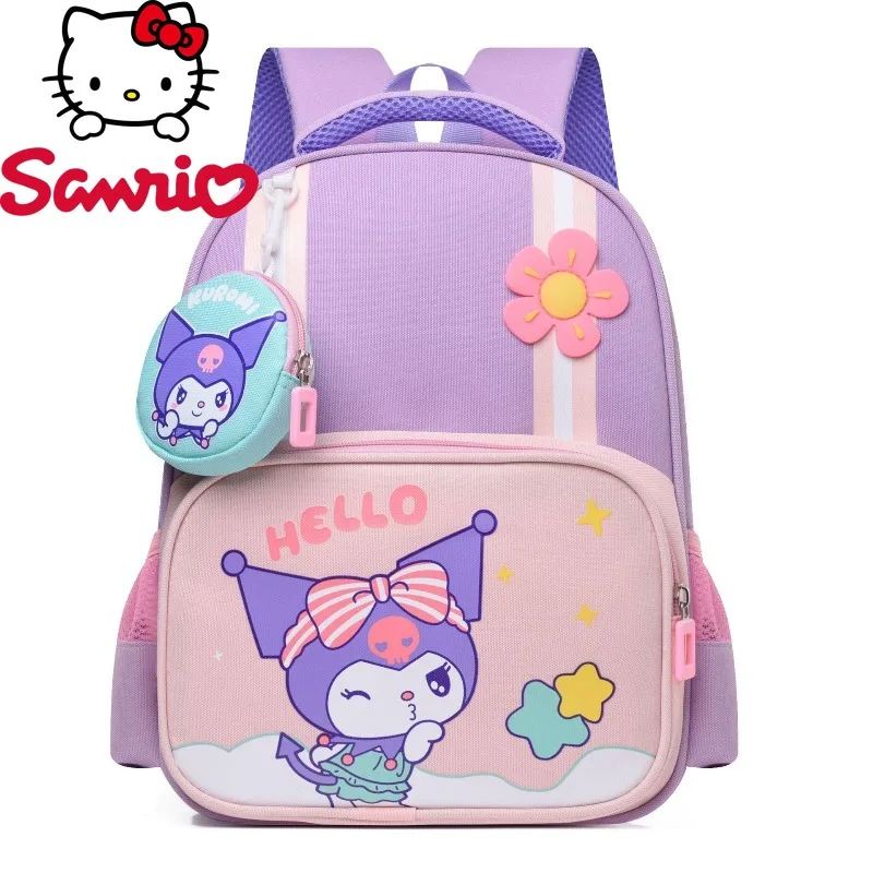 

Sanrio Kuromi Backpack for Women Cute Cartoon Print Pink Purple Durable Oxford Fabric Washable Casual Daypack Smooth Texture