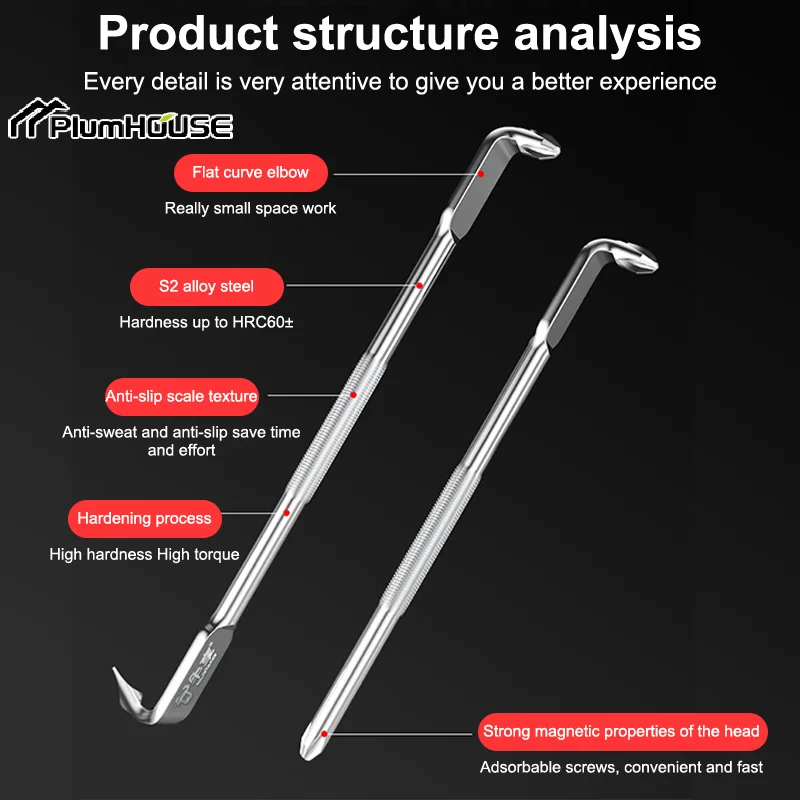 Crosshead Mini Screwdriver, Robust Double Head, High Torque L/S Shape