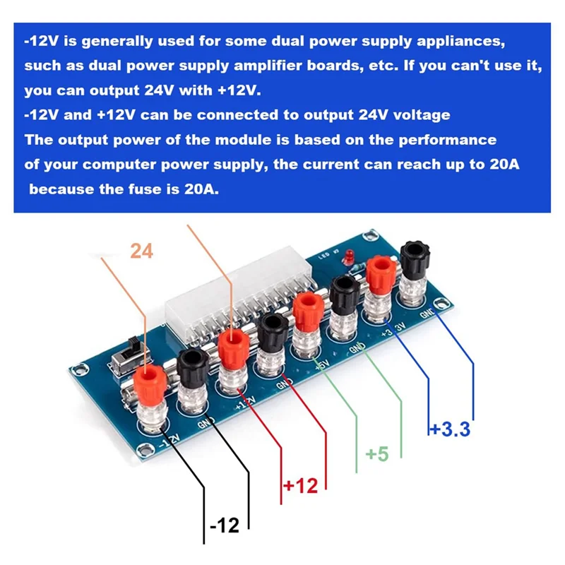 A97I-XH-M229 Desktop Computer Chassis Power Supply ATX Transfer Board Power Lead Module Power Output Terminal Module 24Pin