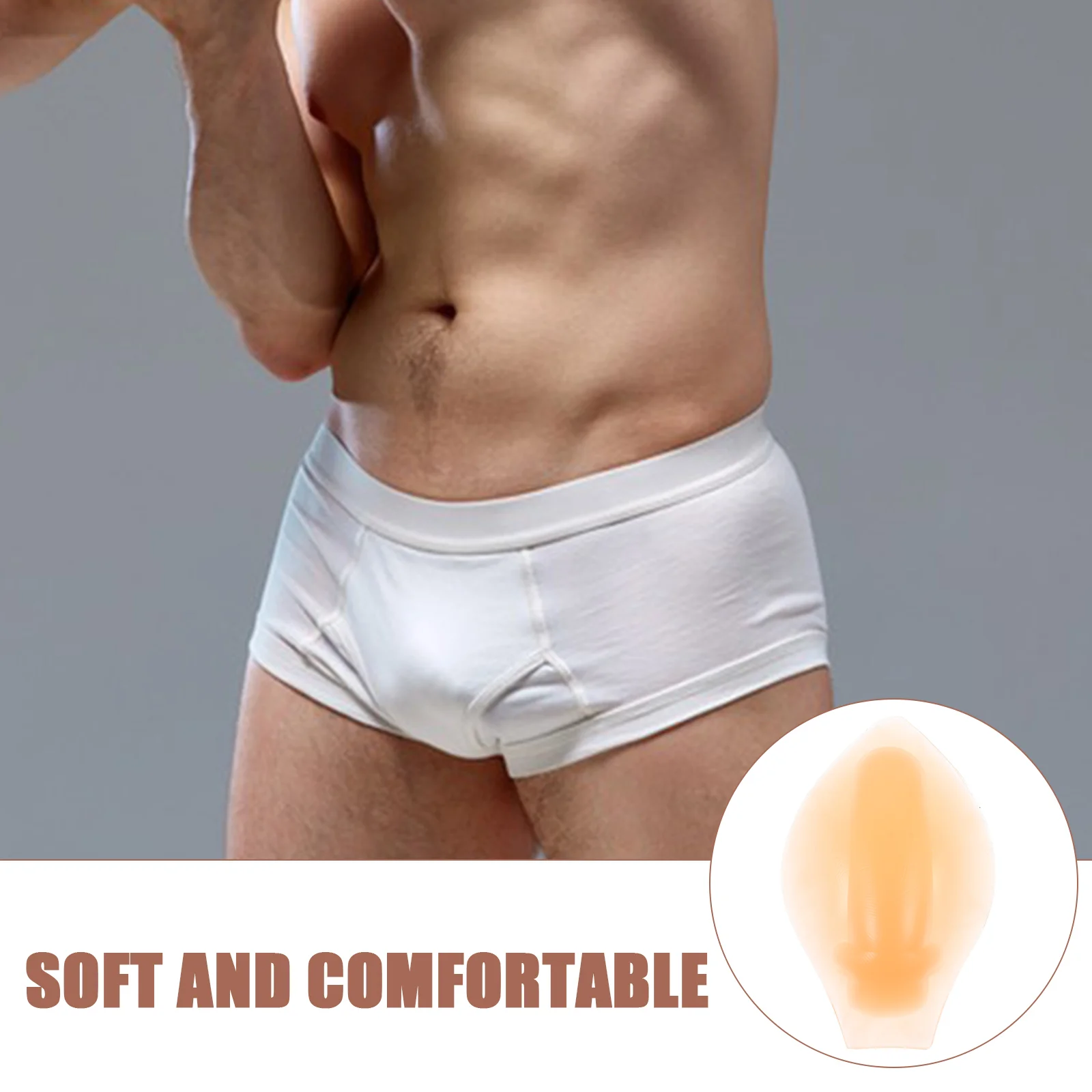 Men\'s Crotch Pad Enlarging Silicone Cup Mens Briefs Swimming Pants Panties Silica Gel Swimwear Man Swimsuit