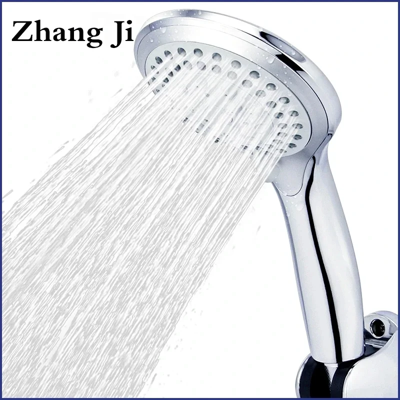 Zhangji Bathroom Shower Head 5 Modes ABS Plastic Big Panel Round Chrome Rain Head Water Saver Classic Design Showerhead