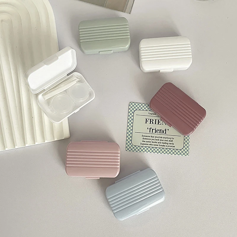 1 قطعة لون الحلوى المحمولة عدسات لاصقة صندوق للفتيات الحد الأدنى عدسات لاصقة عدة حاوية تخزين العدسات اللاصقة