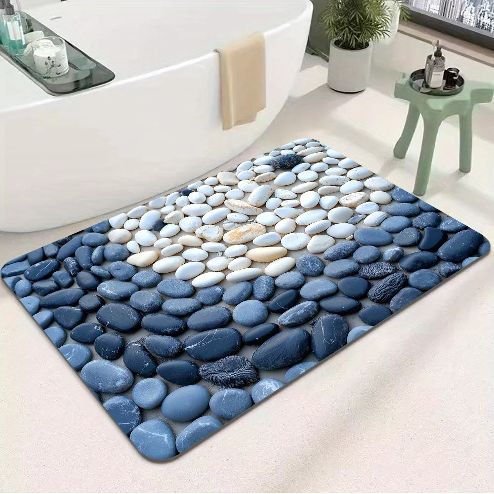Black White Pebble Puzzle Rug – Soft Cozy Area Carpet for Bedroom Living Room, Unique Holiday Home Decor Gift