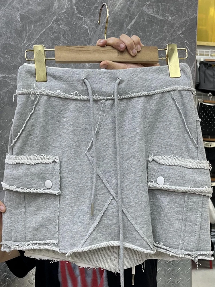 Gyaru Rok Leuke Cargo Minirok Zachte Badstof Zakken Kant Korte Rok voor Vrouwen Tiener-meisje Lente Zomer Y2K Acubi Outfit