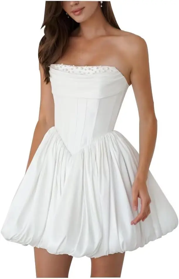 

Короткие свадебные платья с корсетом для невесты, простые атласные свадебные платья для женщин, свадебное платье с открытыми плечами