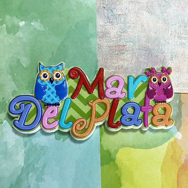 Mar del Plata Souvenirs Creative Letter Owl 3D Stereo Refrigerator Magnets Home Decor Items Collection Arts and Crafts gifts