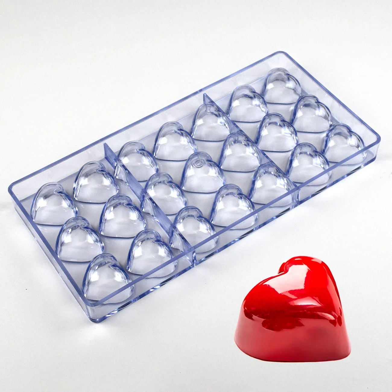 Polycarbonate Heart Chocolate Mold, 21 Cavity, Beginner Friendly, Home Use, Reusable Food Grade Mold for Chocolate & Candy