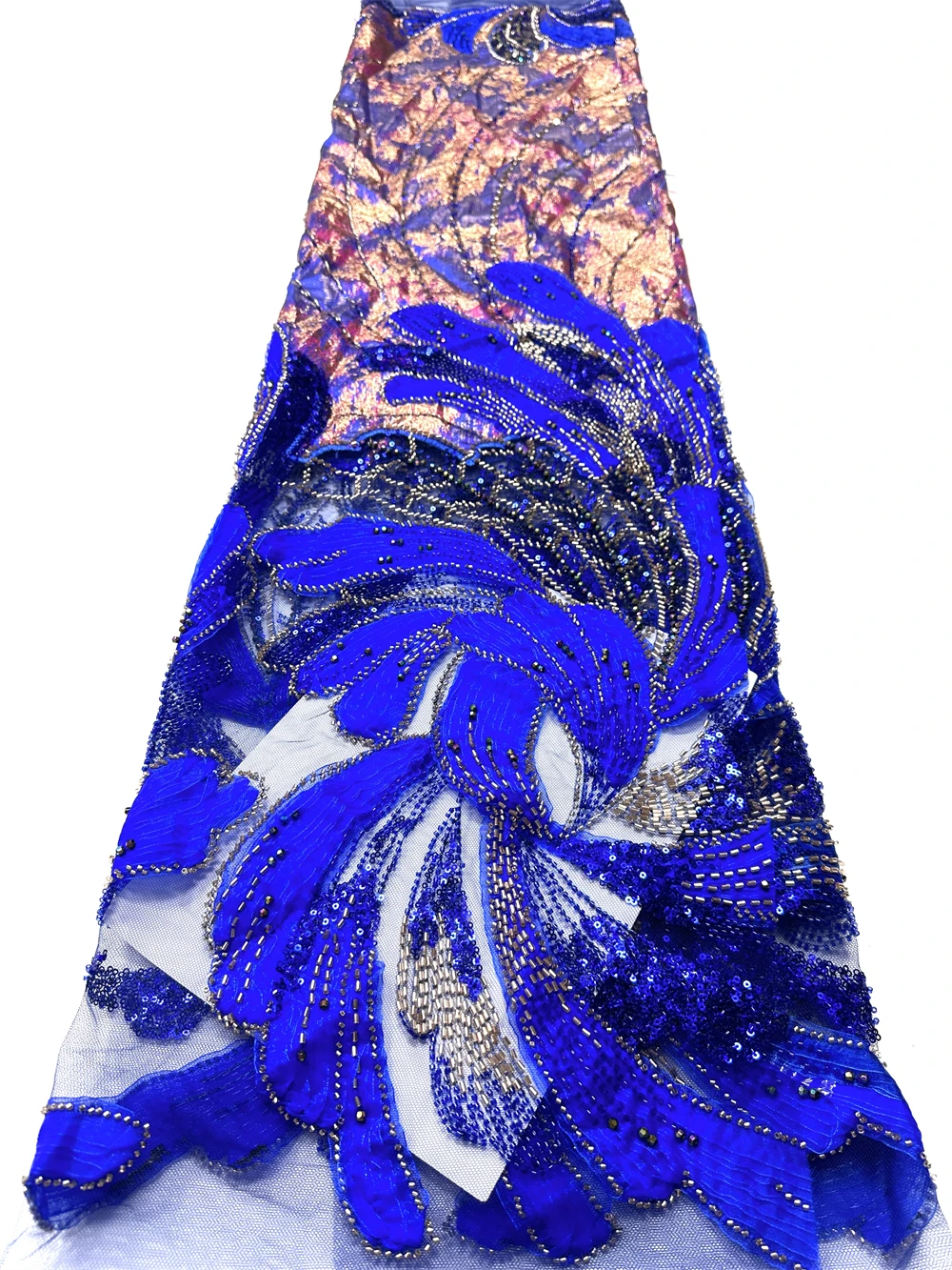 

Роскошная нигерийская африканская кружевная ткань с бисером и высококачественной вышивкой блестками 2 ярда - французское кружево для шитья