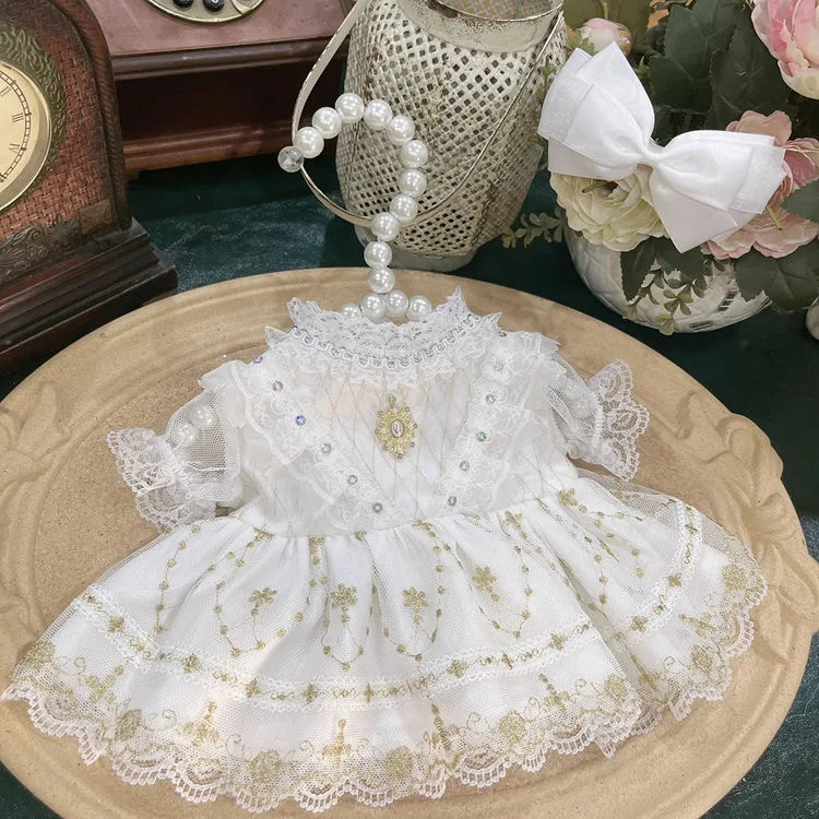 

White Gold Silk Skirt 20CM Cotton Doll Clothes，Xingdailu /Lina /Beier Petticoats, 50-55CM Reborn Doll Dress