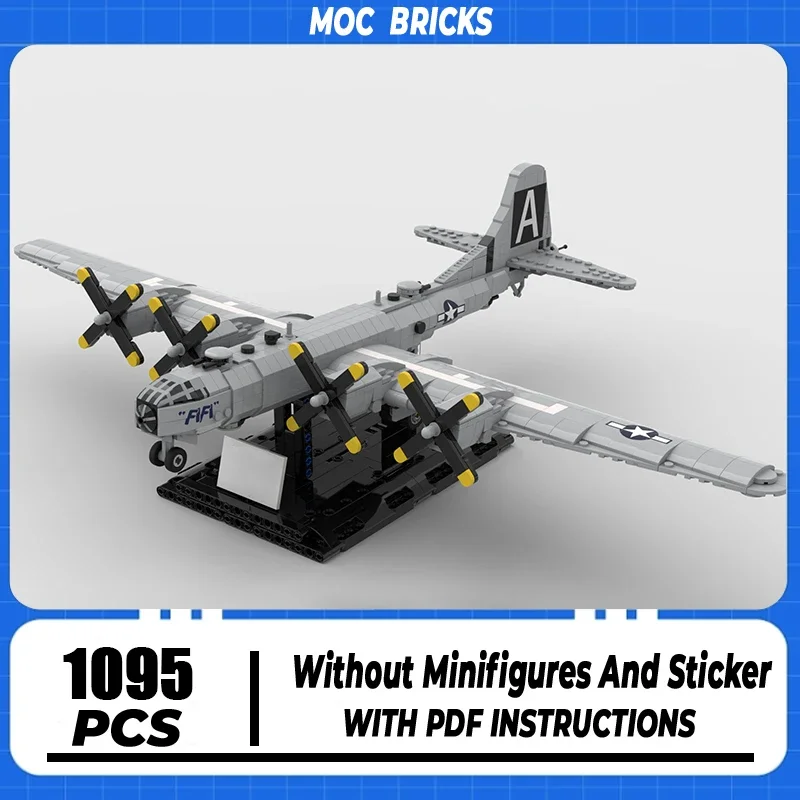 Military Series Moc Building Blocks 1:72 Scale B-29 Superfortress Model Technology Aircraft Bricks Assembly Fighter Toy For