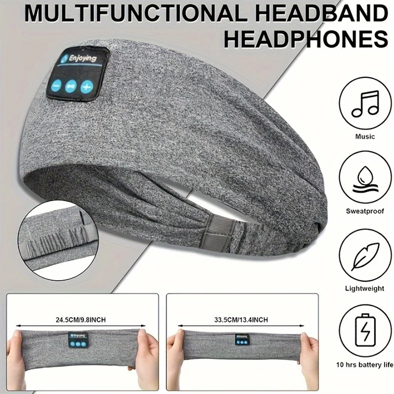 Sport Fitness Musica Fascia Bluetooth Fascia elastica per dormire Maschera per gli occhi Patch Auricolare Bluetooth senza fili Foulard senza fili Auricolari