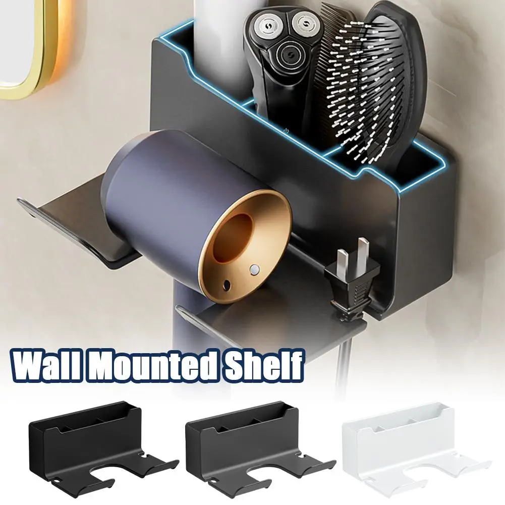 Hair Dryer Wall Mounted Shelf Cradle Straightener Stand Hairdryer Organizer Box Toilet Blower Holder Shelf Bathroom Accessories