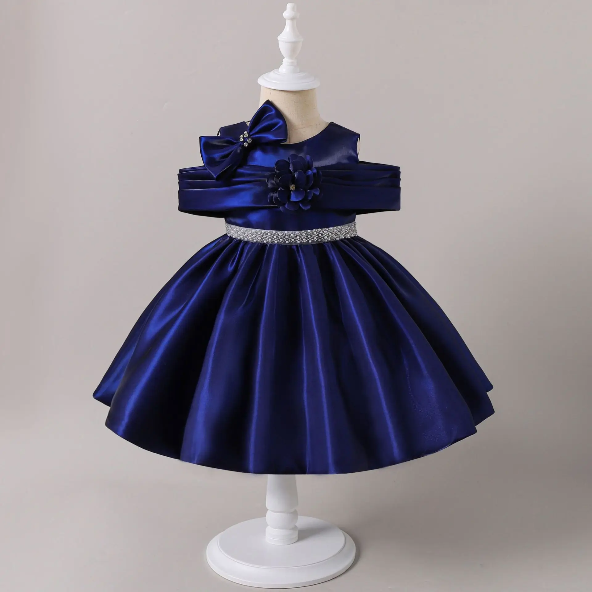 HETISO طفل زي الساتان الديكور حزام الأطفال فساتين بناتي طفلة الأميرة عيد ميلاد احتفالي الكرة ثوب 2-5 سنوات