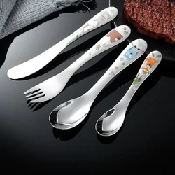 Tableware Set Food Training Spoon Dessert Spoon for Children Feeding Spoon Fork Baby Gadgets Children's Cutlery for Kids