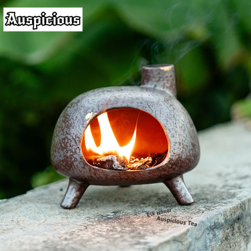 Old Rock Clay Iron Rust Incense Holder Zen Garden Incense Burners Mosquito Incense Holder Consecrate Censer Teaware Decoration