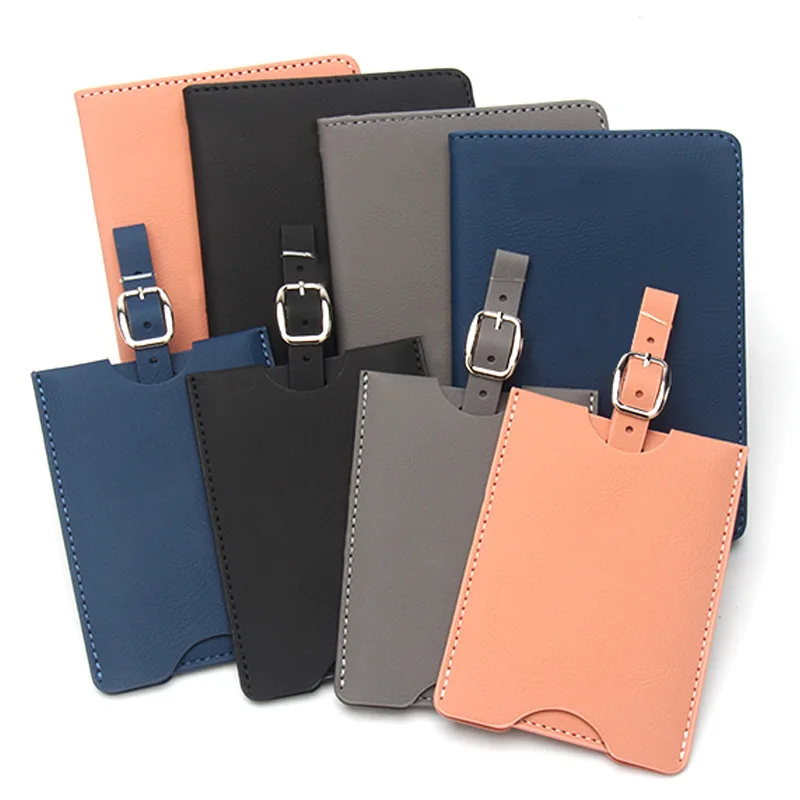 Leather Passport Holder Luggage Tag Anti-theft Brush Plane Ticket Holder Luggage Tags Name Tag Passport Cover Travel Accessories
