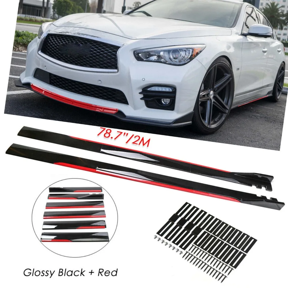 

For Infiniti Q70 Q60 Front Bumper Lip Body Kit Splitter Spoiler Glossy Black+Red United States