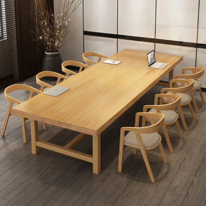 Conference table Long Large desk Negotiation and chair combination workbench Log long table