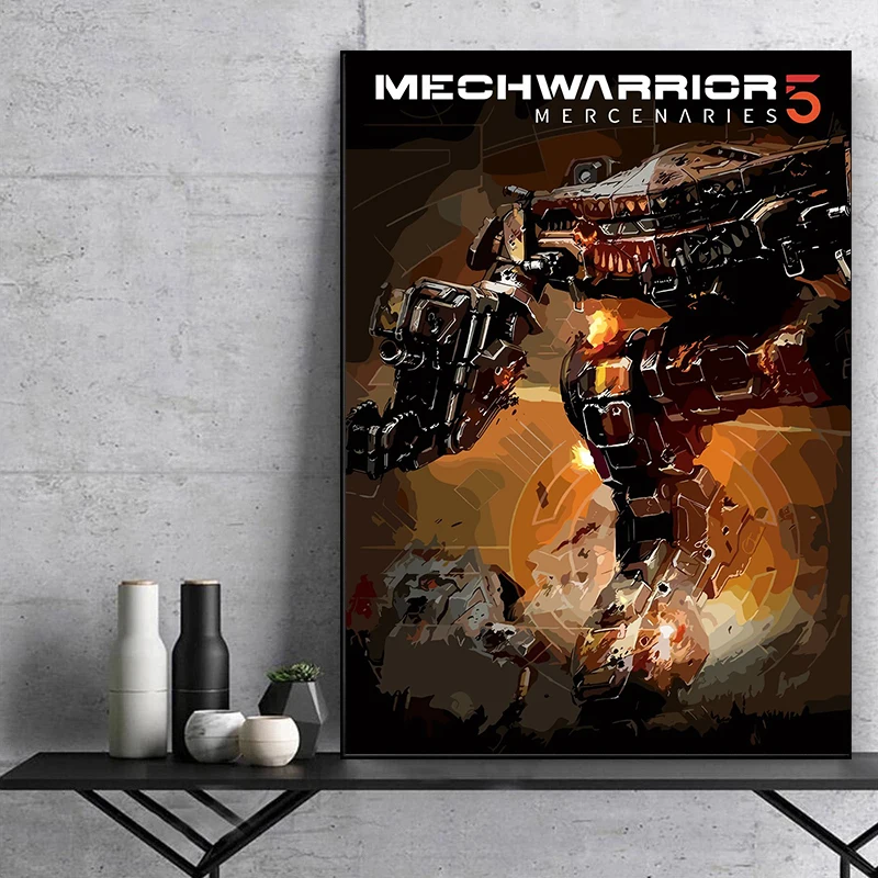 Game MechWarrior Poster Classic Mech Shooting Games Prints Canvas Painting MechWarrior Wall Art Pictures Home Room Decoration