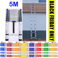 DayPlus 5m Telescopic Ladder 16.4ft Multi-Purpose Aluminum Lightweight Folding ladder Non-Slip Extendable Sturdy Home Loft Tool