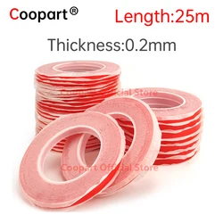 0.2mm 3/5/8 Strong Acrylic Adhesive PET Red Film Clear Double Side Tape No Trace For Cell iPhone Tablet iPad LCD Screen Glass