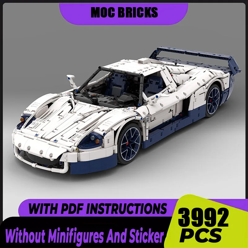 Champion Speed Cars Moc Building Bricks, bloques modulares de tecnología de modelo de coches MC12 blancos, juguetes de ensamblaje DIY, regalos