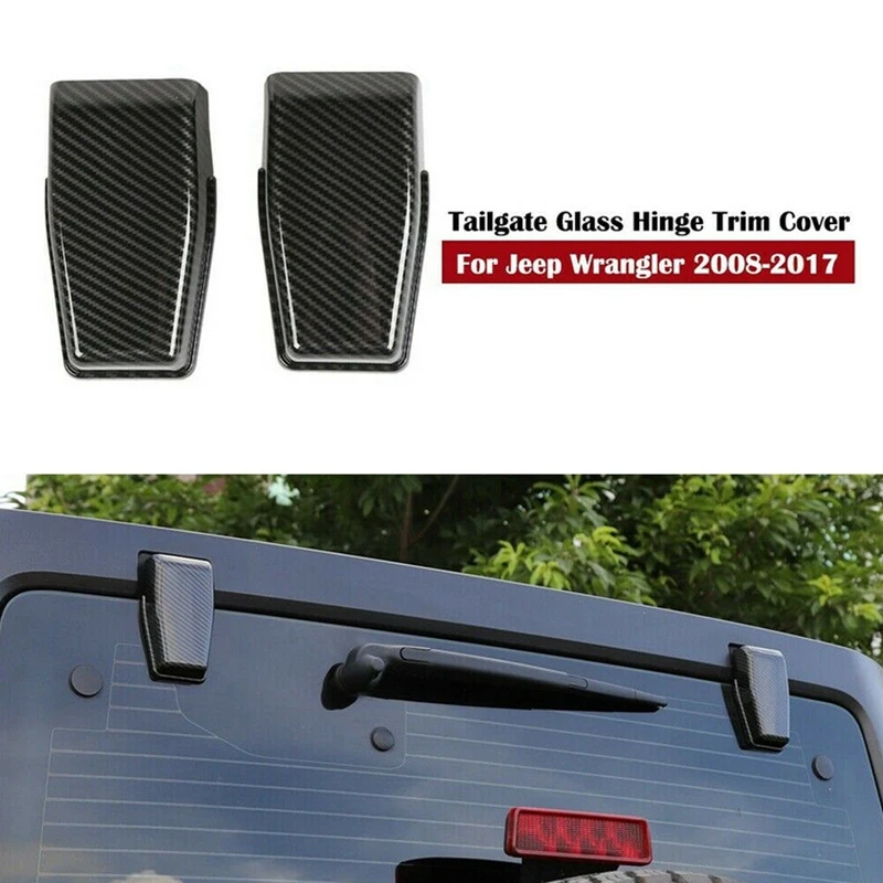 Rear Window Hinge Liftgate Glass Hinge Cover Trim For Jeep Wrangler JK 2007-2017 Carbon Fiber