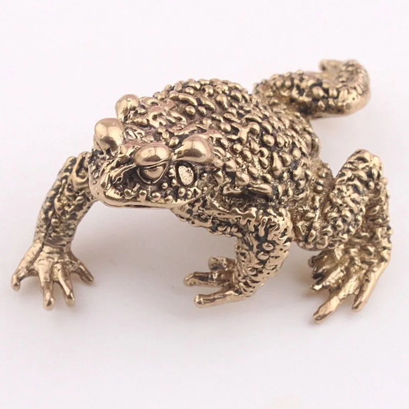 

Brass Frog Statue Toad Figure Luck Pet Animal Collectible Decor