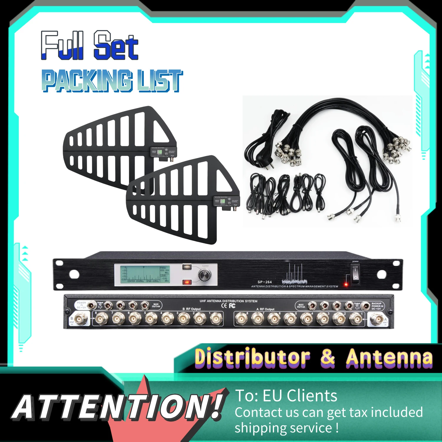 LCZ Audio SP-288 sistema di distribuzione e gestione dello spettro dell'antenna UHF distributore di antenne a 16 canali per microfono Wireless