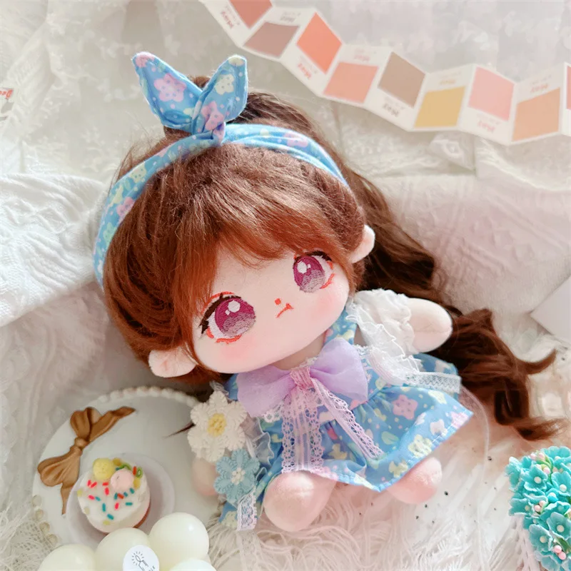 20cm Kawaii Blue Flower Dress vestiti per bambole Cute equiseto Idol Doll Outfit accessori in generale per Star peluche regali per ragazze