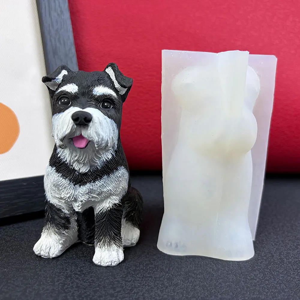 DIY Dog Memorial Mold, 3D Schnauzer Silicone Mold for Plaster Epoxy Resin, Handmade Pet Keepsake & Home Decor, Gift Idea