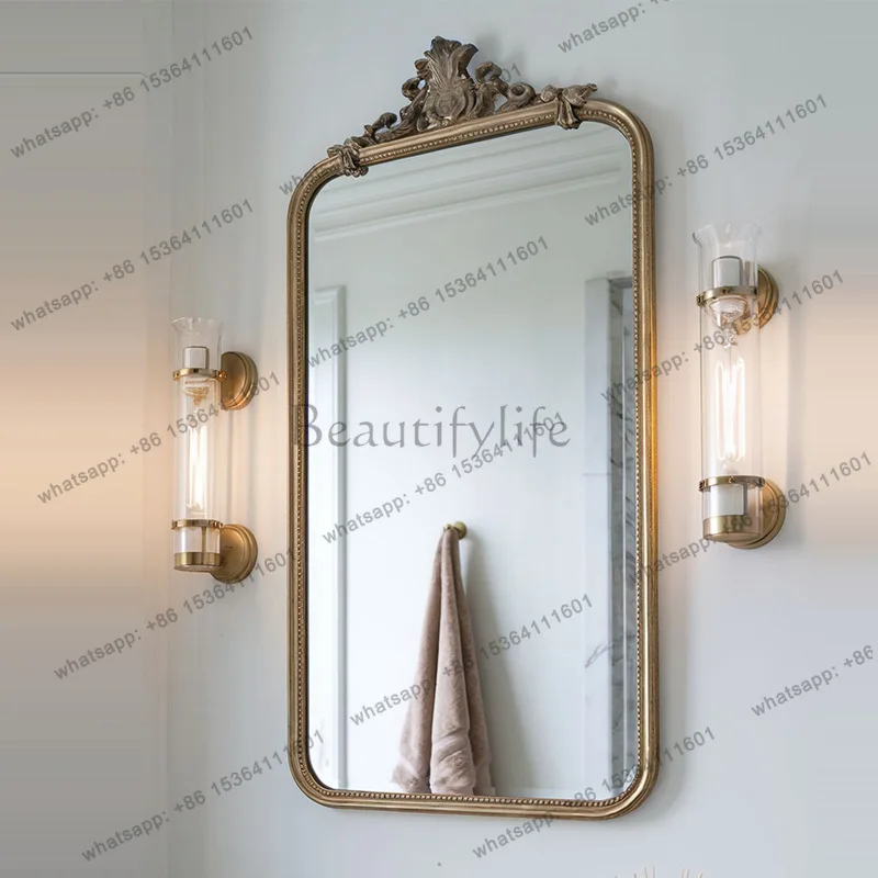 European retro vanity mirror decorative carved fireplace French vanity mirror