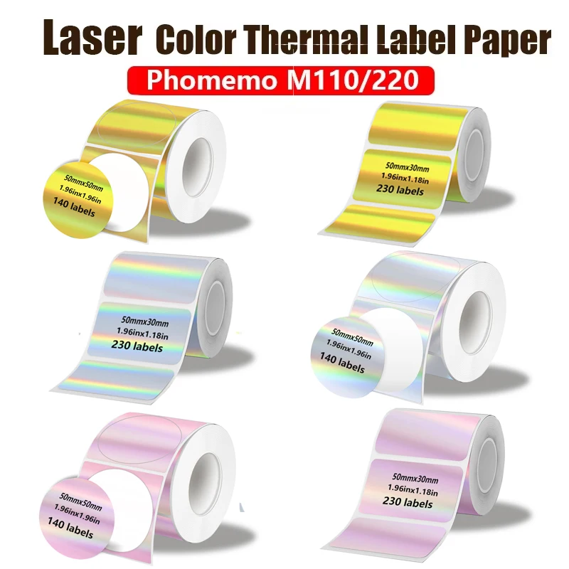 50x50mm/150Pcs Sticker Self-Adhesive Thermal Adhesive Label Roll Compatible for Phomemo M110 M220 M200 E210 P50 DETONG P1 WP9520