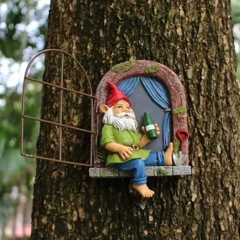 1 Pcs Custom Resin Funny Drunk Dwarf Garden Gnome Statues Decoration Creative Tree Decor Statue Resin Sculpture Gnome Doll Mold