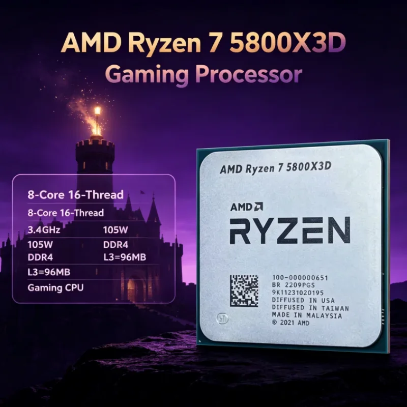 AMD R7 5800X3D 96 MB Gaming Processor DDR4 105W CPU Processor Ryzen 7 3.4 GHz 8-Core 16-Thread 7nm