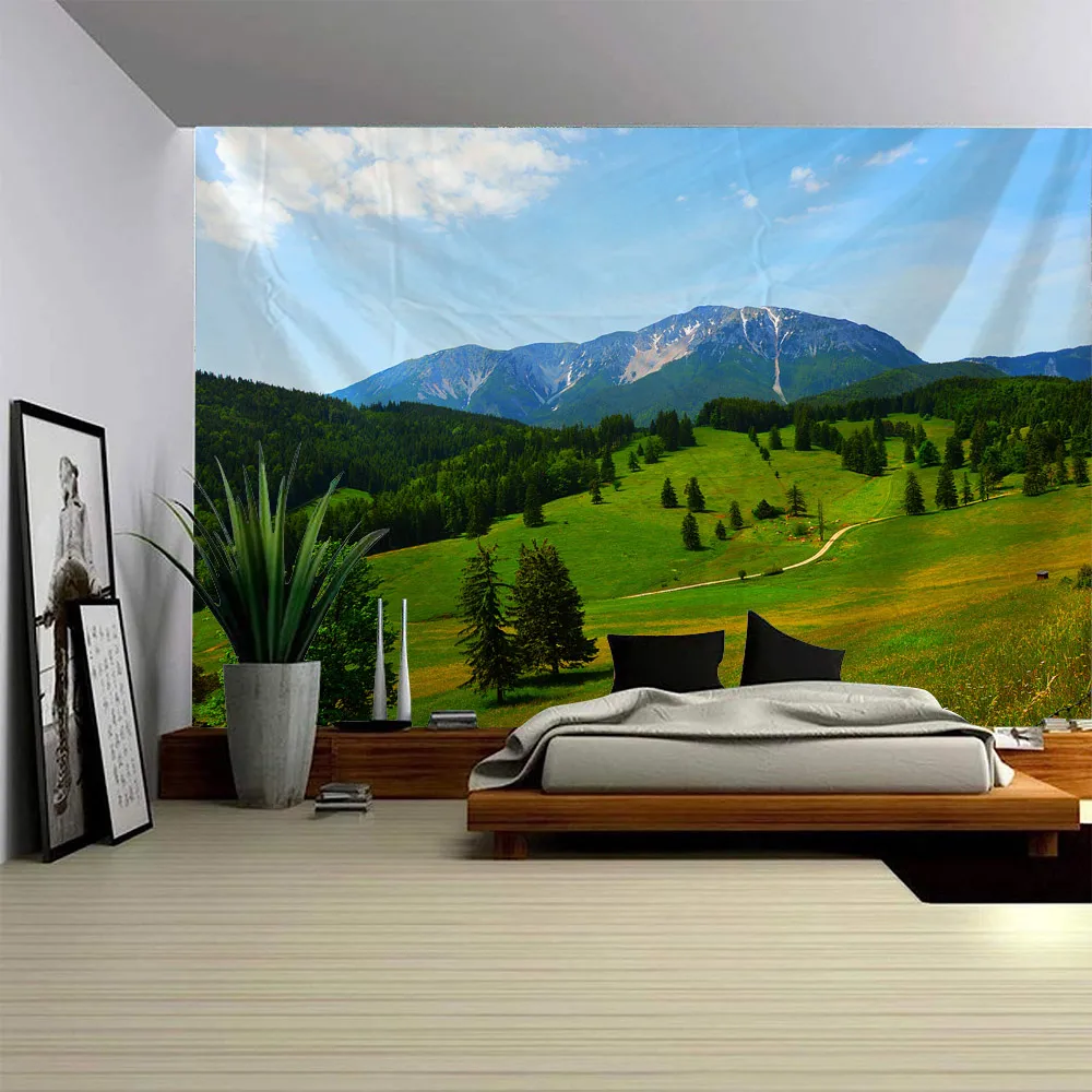 

Bohemian tapestry hanging cloth, natural landscape forest lakeside home decoration wall hanging room decoration background cloth