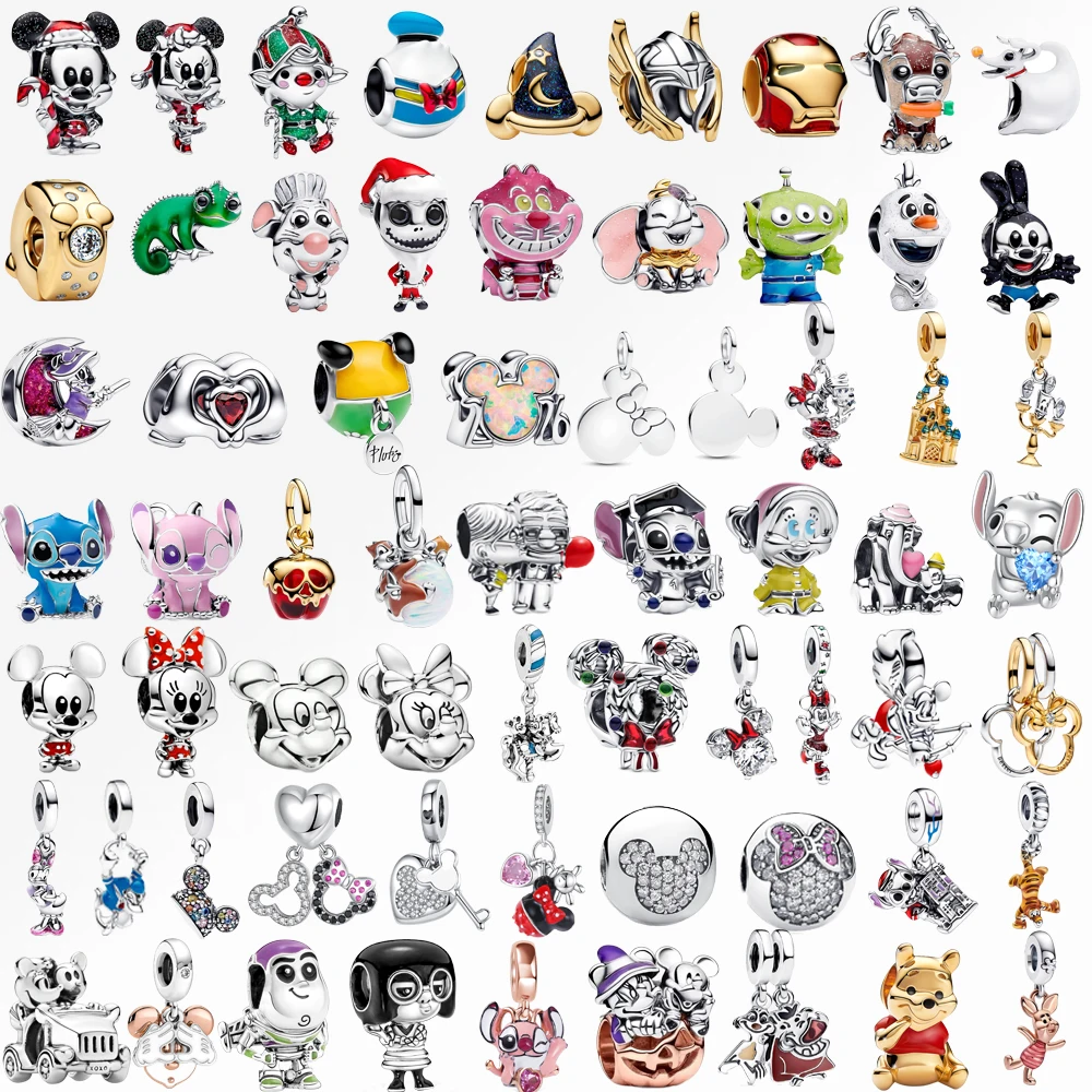 Disney Dumbo Stitch Minnie Winnie Deadpool 925 Sterling Silver Dangle Charms 925 plata Fit Original Bracelet Beads Jewelry DIY